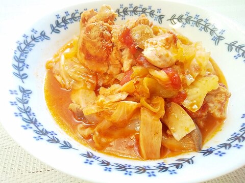 オレガノ香る♪鶏肉とキャベツのトマト煮